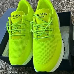 Prada | Shoes | Prada Mens Neon Yellow Mesh Sneakers | Poshmark